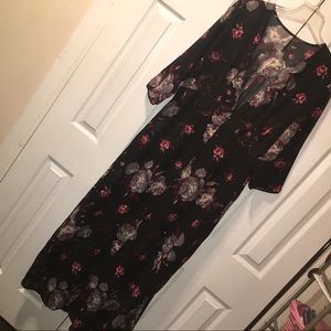 Truth NYC Black 60” Floral Maxi Duster/Cardigan